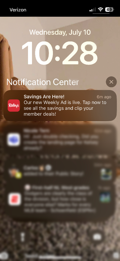 Raley's push notification